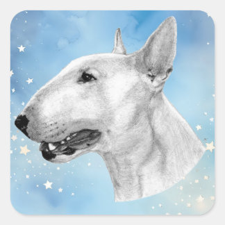 Stift Bull Terrier zeichnend Quadratischer Aufkleber