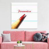 Stift des roten Lehrers auf gestrichenem Papier mi Leinwanddruck (Insitu (Wohnzimmer))