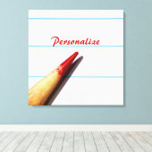 Stift des roten Lehrers auf gestrichenem Papier mi Leinwanddruck (Insitu (Holzboden))