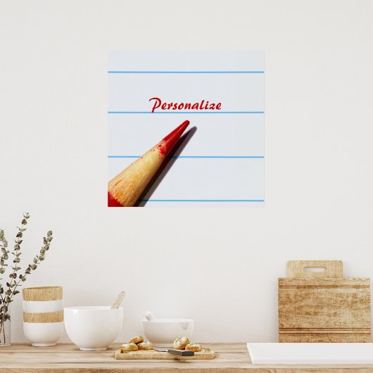 Stift des roten Lehrers auf gestrichenem Papier mi Poster (Küche)