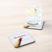 Stift des roten Lehrers auf gestrichenem Papier mi Untersetzer (Rechte Seite)