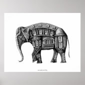 Stift für Elephant Gebäude, schwarz-weiß zeichnend Poster (Vorne)