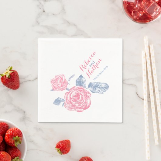 Stift für Hochzeitstifte zeichnend rosa blaue Papi Serviette (Beispiel)