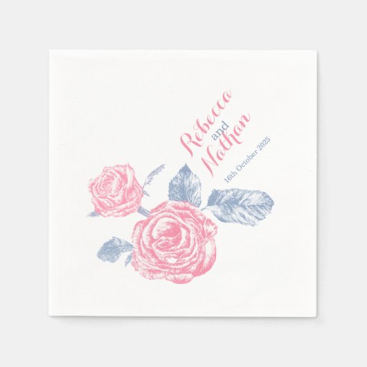 Stift für Hochzeitstifte zeichnend rosa blaue Papi Serviette (Vorderseite)