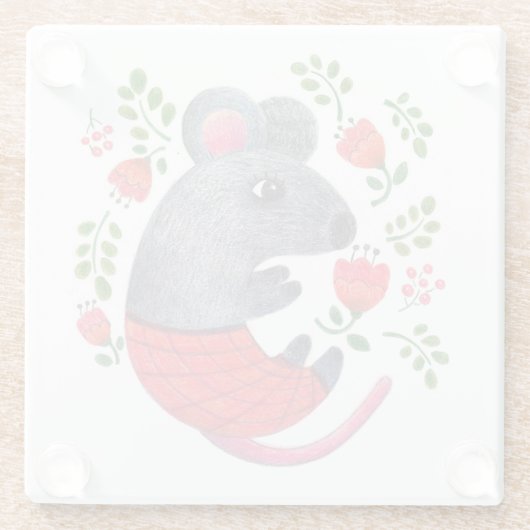 Stift gezeichnet Maus Glasuntersetzer (Rückseite)