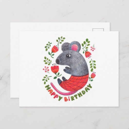 Stift gezeichnet Maus Postkarte (Vorne/Hinten)