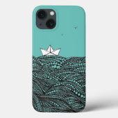 Stift gezeichnet Papierboot Origami Case-Mate iPhone Hülle (Rückseite)