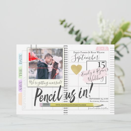 Stift im Bullet Journal Calendar Foto Save The Date (Stehend Vorderseite)