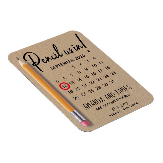 Stift uns im Kalender Karton Save the Date Magnet (Rechte Seite)