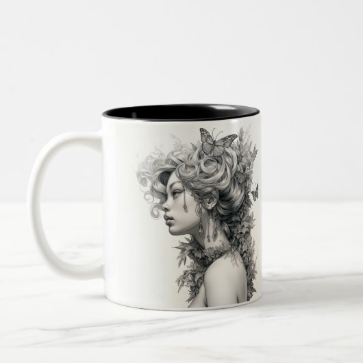 Stift zeichnend niedlich modernes Design Zweifarbige Tasse (Links)