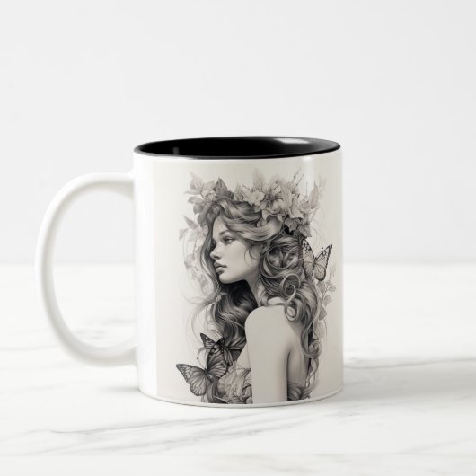 Stift zeichnend niedlich modernes Design Zweifarbige Tasse (Links)