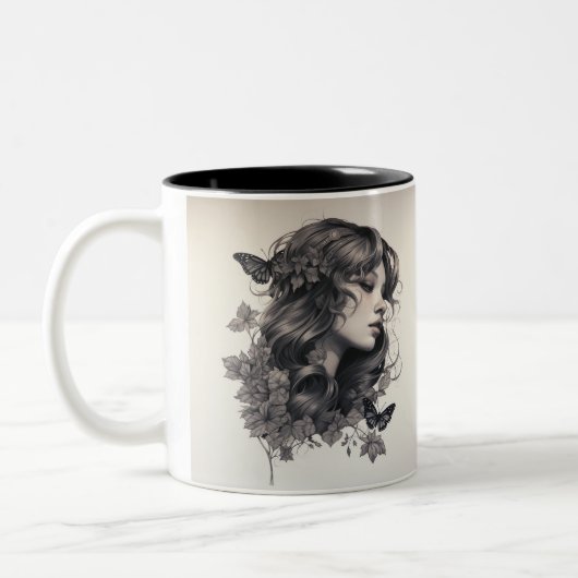 Stift zeichnend niedlich modernes Design Zweifarbige Tasse (Links)