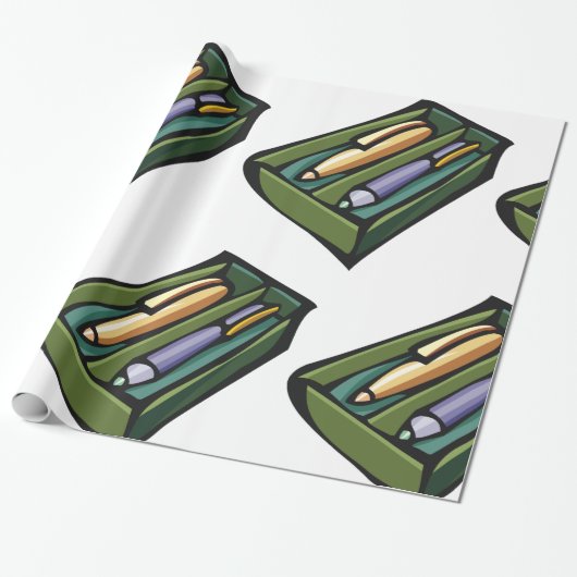 Stifte in einem Kasten Geschenkpapier (Ungerollt)