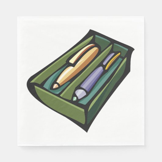 Stifte in einem Kasten Serviette (Vorderseite)