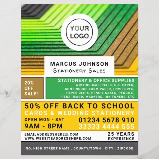Stifte, Schreibwaren und Bürobedarf, Stationer Flyer (Vorne)