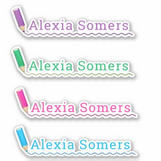 Stifte/Stifte in Schulfarbe individuelle Name Aufkleber (Vorderseite)