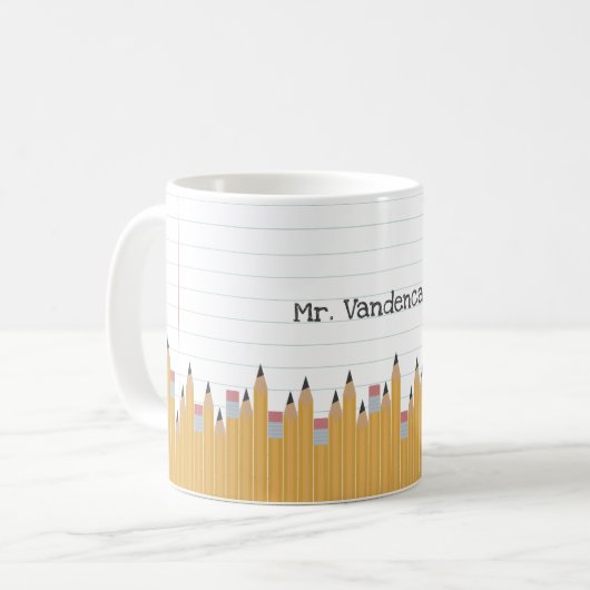 Stifte und Papier Personalisiert Kaffeetasse (Vorderseite Links)