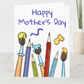 Stifte und Pinsel Muttertagskarte Karte (Vorderseite)
