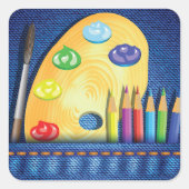 Stifte und Stifte für Pinsel Quadratischer Aufkleber (Vorderseite)