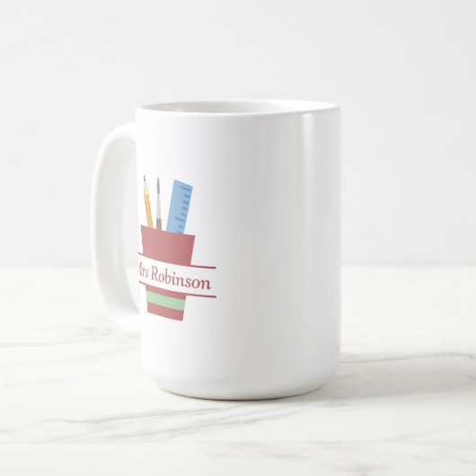Stifthalter Monogram Lehrer Danke, Geschenk Kaffeetasse (Vorderseite Links)