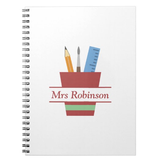 Stifthalter Monogram Lehrer Danke, Geschenk Notizblock (Vorderseite)