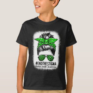 Stigma Messy Bun Women - Mental Health Awarene T-Shirt