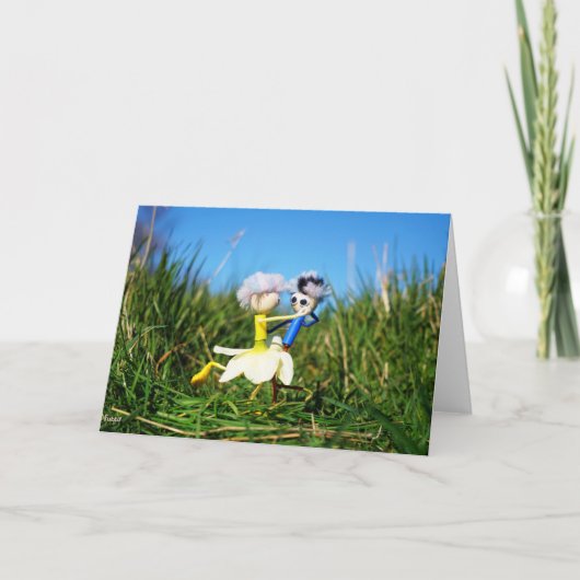 Stijldansende Fubby's in Narcissen jurk. Dankeskarte (Vorderseite)