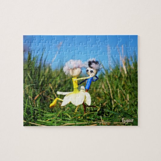 Stijldansende Fubby's in Narcissen jurk. Puzzle (Horizontal)