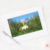 Stijldansende Fubby's in Narcissen jurk. Rechteckiger Aufkleber (Umschlag)