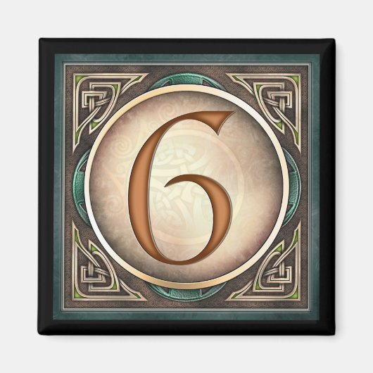 Stil A, "6" - keltische Zahlenmagnete Magnet (Vorne)