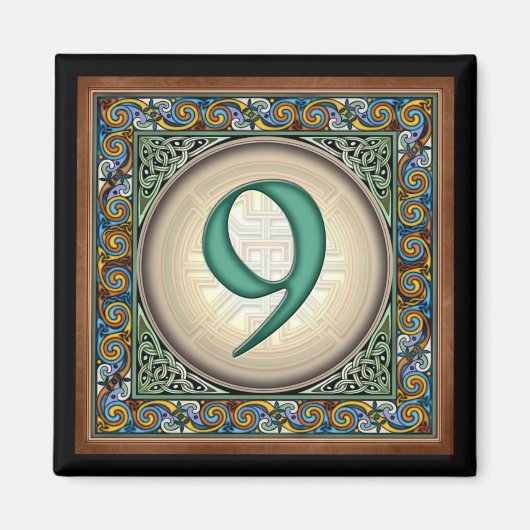 Stil B, "9" - keltische Zahlenmagnete Magnet (Vorne)
