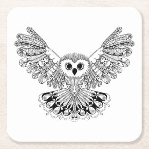 Stil Black Owl Rechteckiger Pappuntersetzer