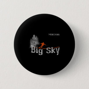 Stil der 80er Jahre Big Sky Montana Vintag Skiing  Button