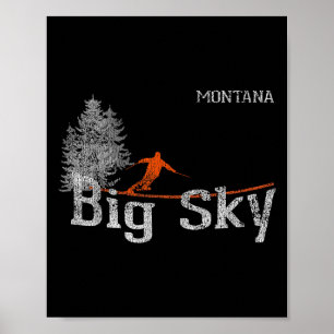 Stil der 80er Jahre Big Sky Montana Vintag Skiing  Poster