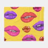 Stil der 80er Jahre: buntes Lippenmuster. Fleecedecke (Vorderseite (Horizontal))