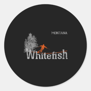 Stil der 80er Jahre Whitefish Montana Vintages Ski Runder Aufkleber