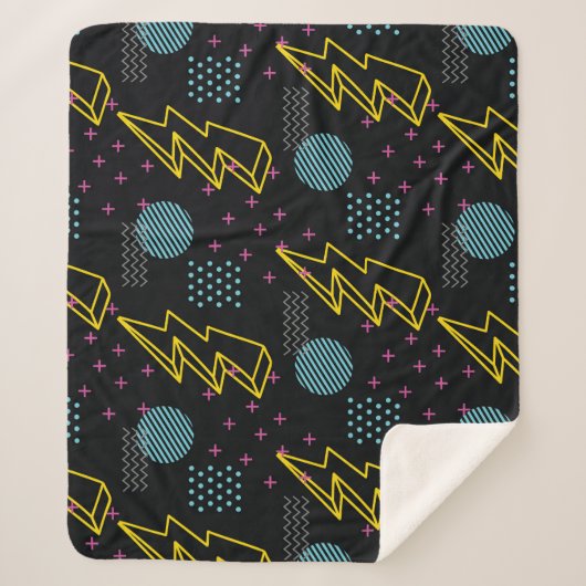 Stil der 90er Jahre: farbenfrohe abstrakte Muster Sherpadecke (Vorderseite)