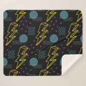 Stil der 90er Jahre: farbenfrohe abstrakte Muster Sherpadecke (Vorderseite (Horizontal))