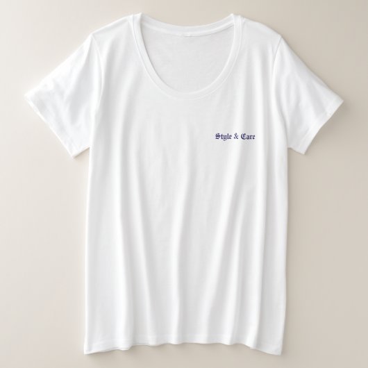 Stil & Pflege Solid White Große Größe T-Shirt (Design vorne)