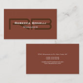 Stilbraun Monogram Minimalistisch Schlicht Simple Visitenkarte (Vorne/Hinten)