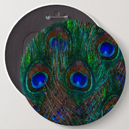 Stildekoration der Pfauenfedern in der Nacht Button (Vorne & Hinten)