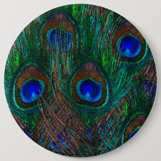 Stildekoration der Pfauenfedern in der Nacht Button (Vorderseite)