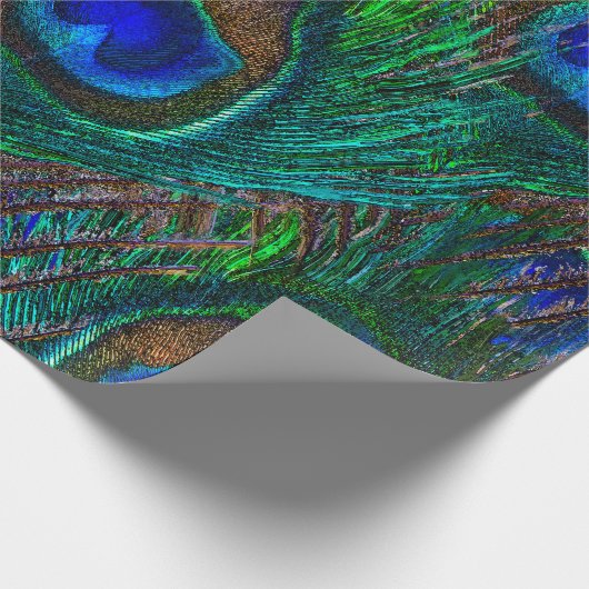 Stildekoration der Pfauenfedern in der Nacht Geschenkpapier (Ecke)