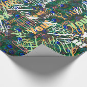 Stildekoration der Pfauenfedern in der Nacht Geschenkpapier (Ecke)