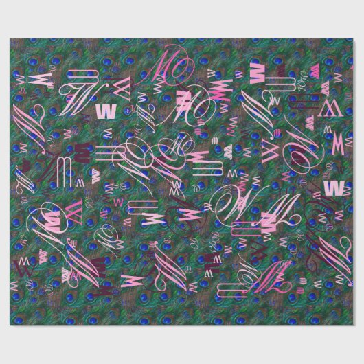 Stildekoration der Pfauenfedern in der Nacht Geschenkpapier (Flach)