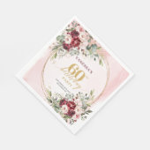Stilechte Boho-Tiefrote Blumen 60. Geburtstag Serv Serviette (Ecke)