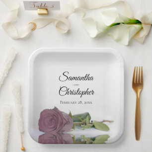 Stilechte gespiegelte staubige Mauve-Rose elegante Pappteller