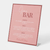 Stilechte Hochzeit mit rosafarbenem Open Bar Sockelschild (Vorderseite)