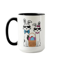 Stilechte Kaninchen mit Osterkorb