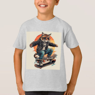 Stilechte Katze beim Skateboardfahren T-Shirt